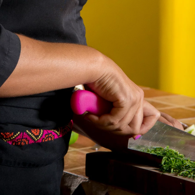 a person sitting on a table
