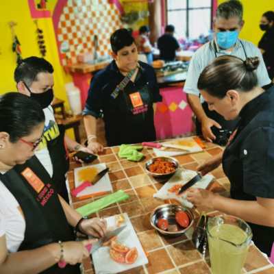 a group of people sitting at a table