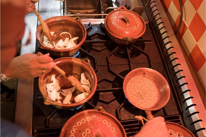 a pot of food on a table
